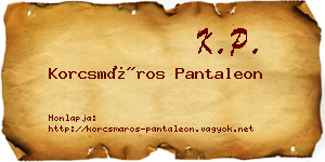 Korcsmáros Pantaleon névjegykártya